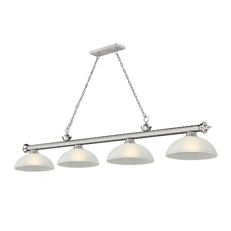 Z-Lite Cordon 4 Light Billiard, Brushed Nickel & White Linen 2306-4BN-DWL14